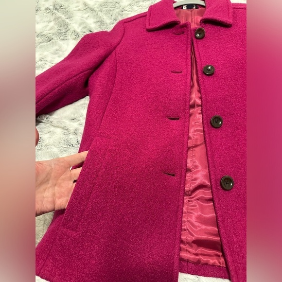 Lands’end Pink Wool Blend, Ladies Pea Coat, Size 10 with two pockets - Picture 4 of 10